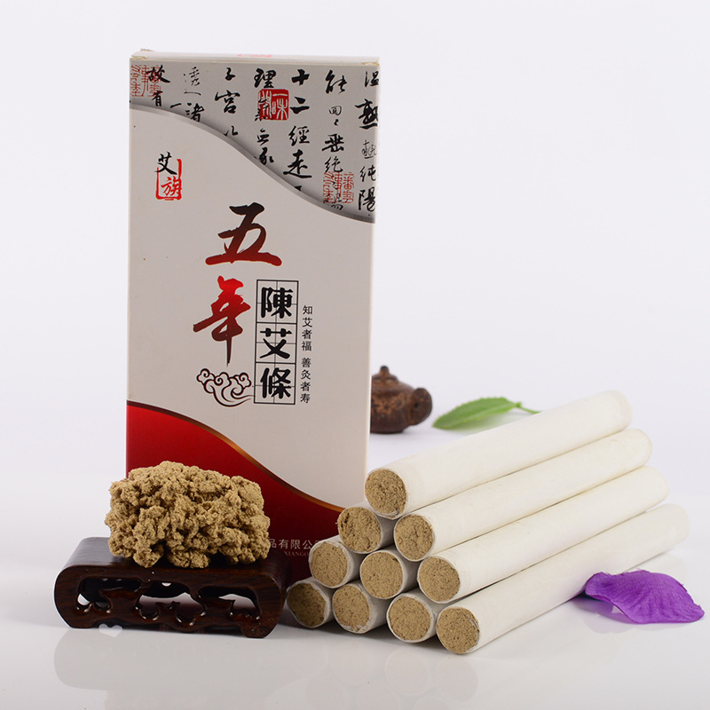 Five-Year Aged Moxa Sticks Ai Tiao 艾条 25:1 Moxa Wool Rolls for Traditional Moxibustion Warm Therapy 1.8cm x 20cm 10 Sticks - Image 2