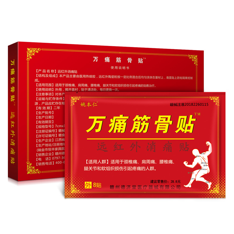 Wan Tong Jin Gu Pain Relief Patch Herbal Knee Joint Muscle Soothing Plaster 8 Patches Per Box - Image 5