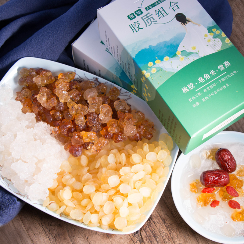 Peach Gum Snow Swallow and Soap Nut Rice Combo Pack Individually Wrapped Collagen Beauty Soup - Image 2
