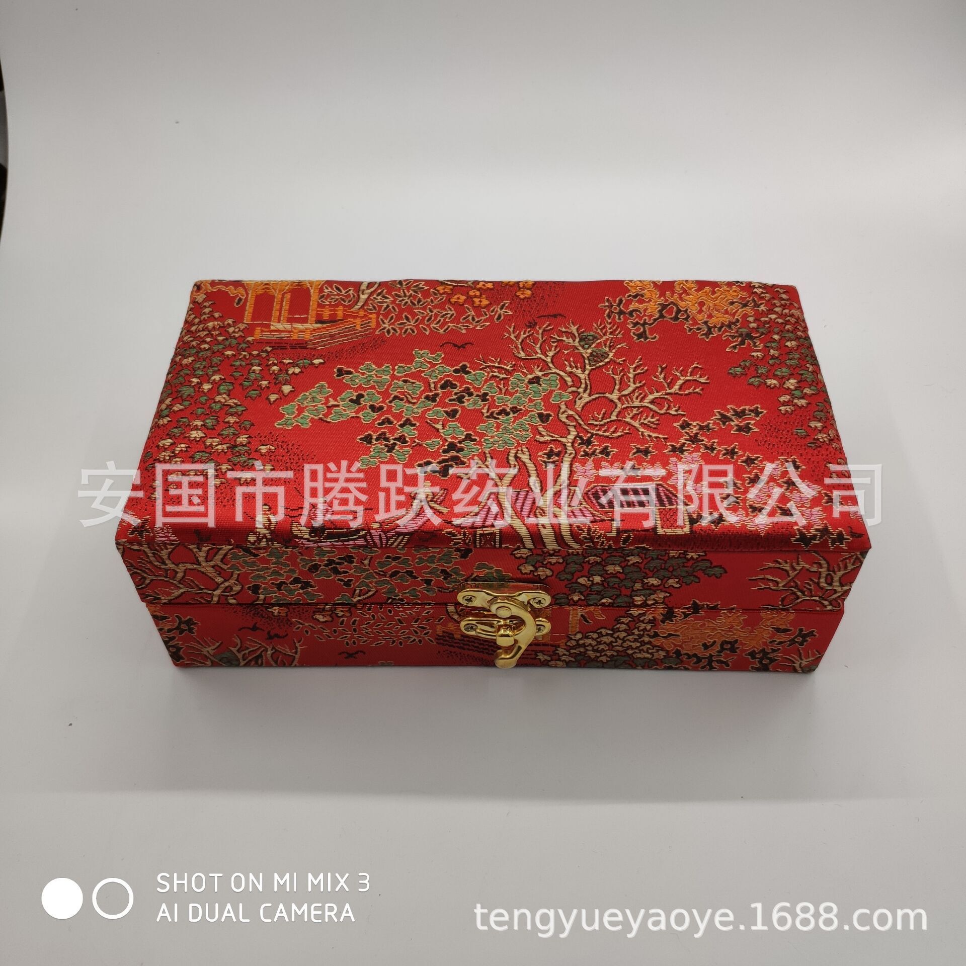 Hexagonal Brocade Gift Box Red Silk Finish for Honey Pills Wax Pills and Jewelry Storage - Image 2