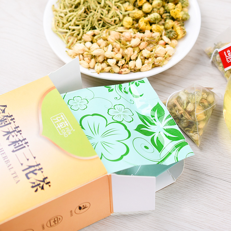 Three Flower Tea Jin Yin Hua Ju Hua Mo Li Hua Herbal Tea Bags 60g Hot Brew Seasonal Wellness Drink - Image 4