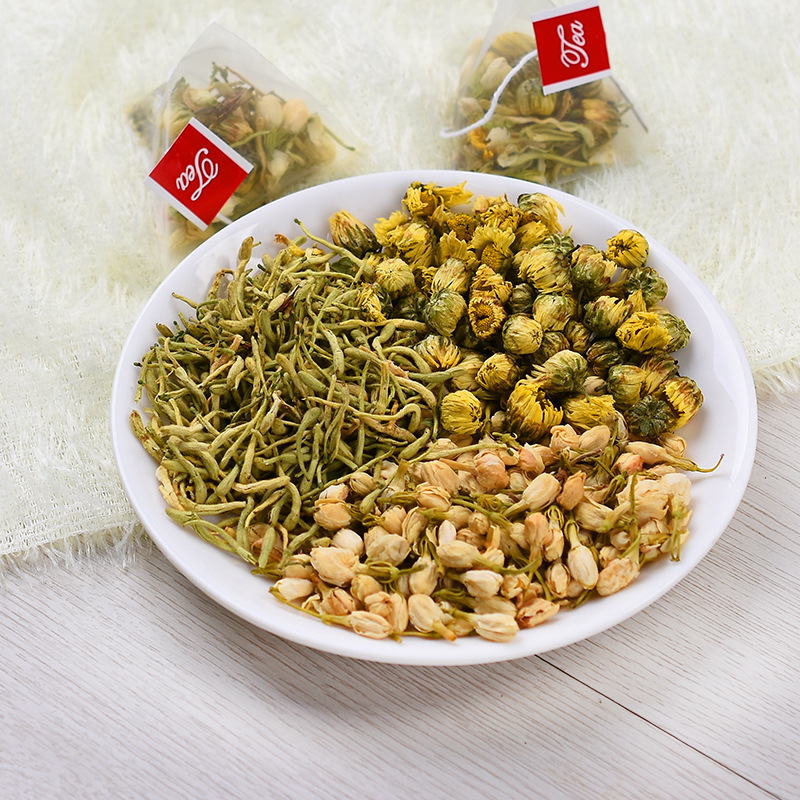 Three Flower Tea Jin Yin Hua Ju Hua Mo Li Hua Herbal Tea Bags 60g Hot Brew Seasonal Wellness Drink - Image 3