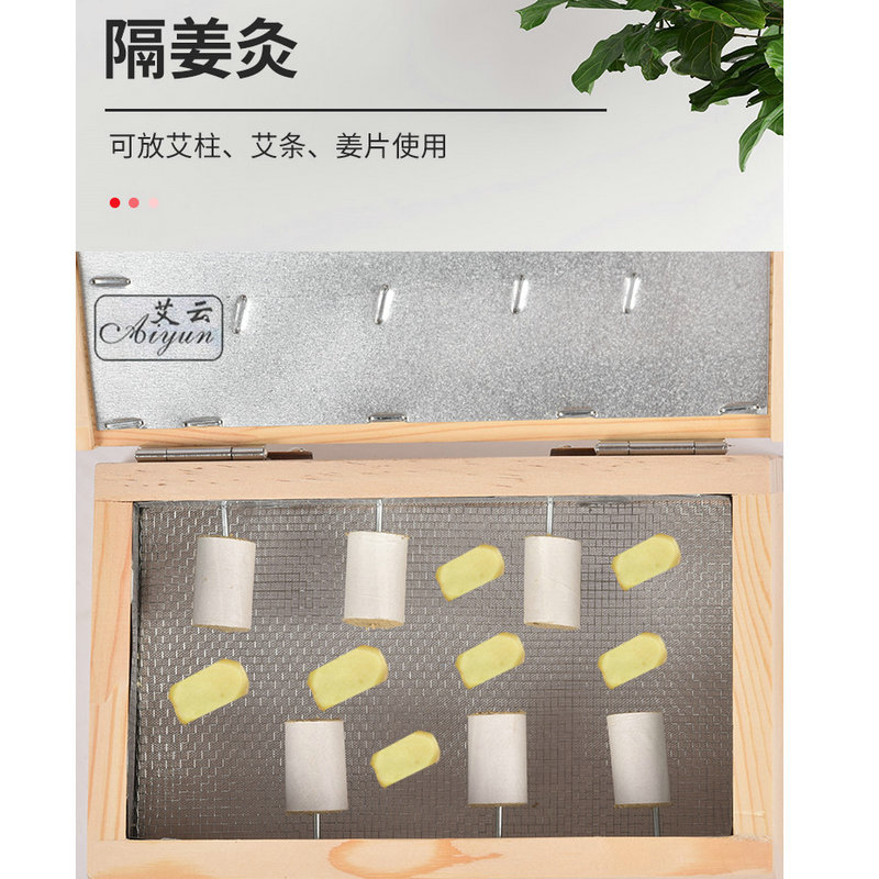 Wooden Moxibustion Box Flip-Top 6-Hole Waist and Abdomen Warming Device Portable Ai Jiu Tool - Image 3
