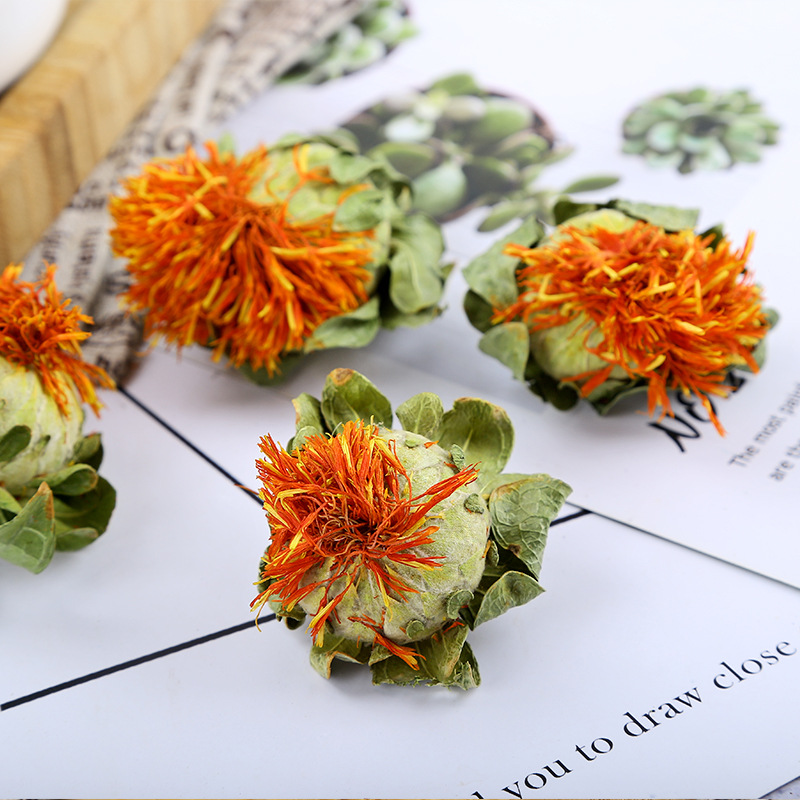 Cao Hong Hua (Carthamus tinctorius) — Dried Safflower Whole Flowers, Food Herb for Tea & Soup - Image 3