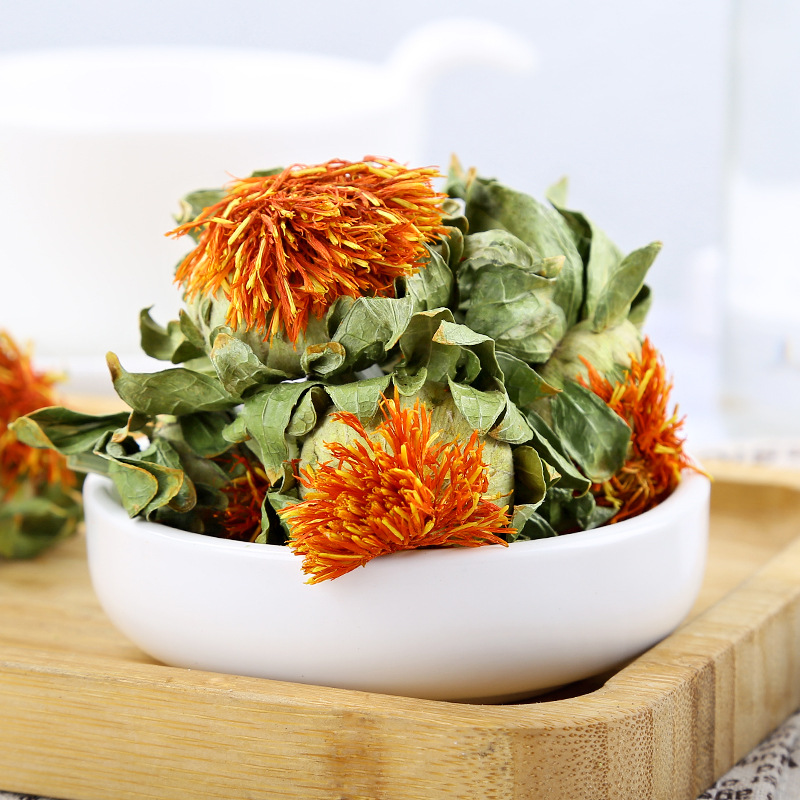 Cao Hong Hua (Carthamus tinctorius) — Dried Safflower Whole Flowers, Food Herb for Tea & Soup - Image 2