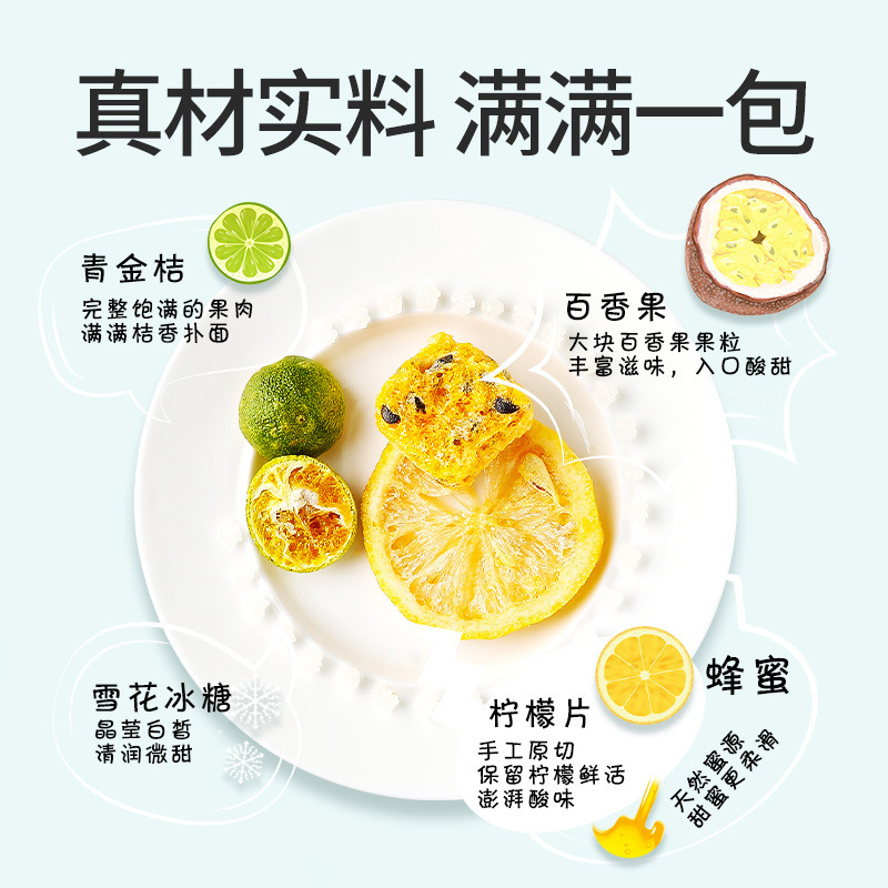 Kumquat Passion Fruit Tea Freeze Dried Fruit Tea Blend Five Bag Pack - Image 3