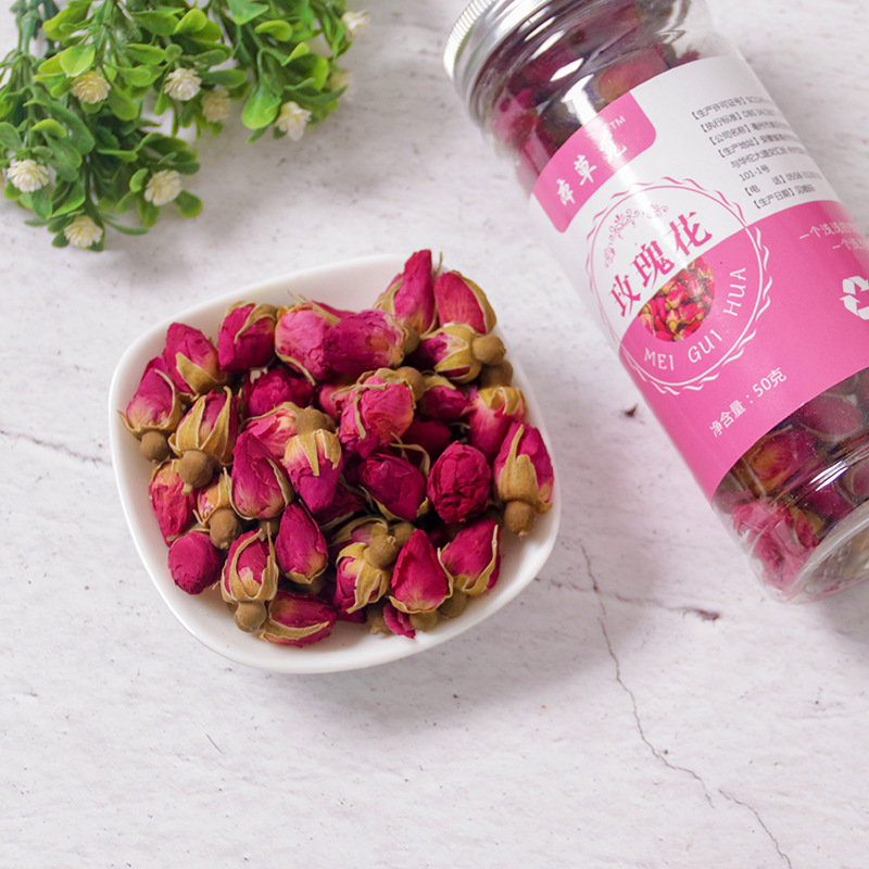 Pingyin Rose Bud Tea (Rosa rugosa) — Double-Petal Dried Rosebuds, Sulfur-Free, 50g - Image 2