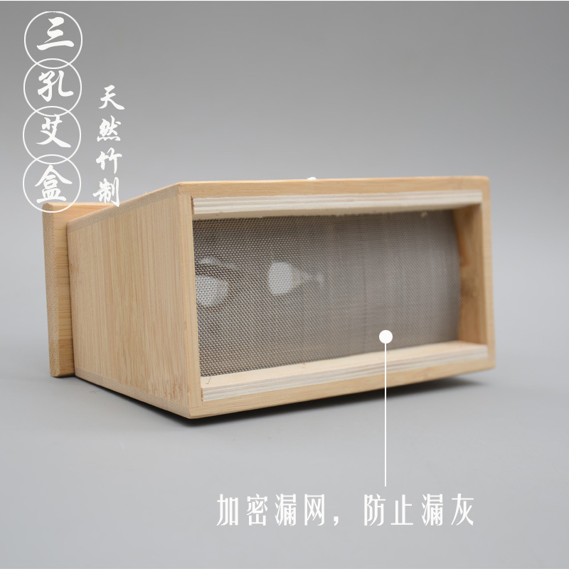 3-Hole Bamboo Moxibustion Box Ai Jiu He Warming Moxa Burner for Home Use Fits 1.8cm Moxa Sticks - Image 3