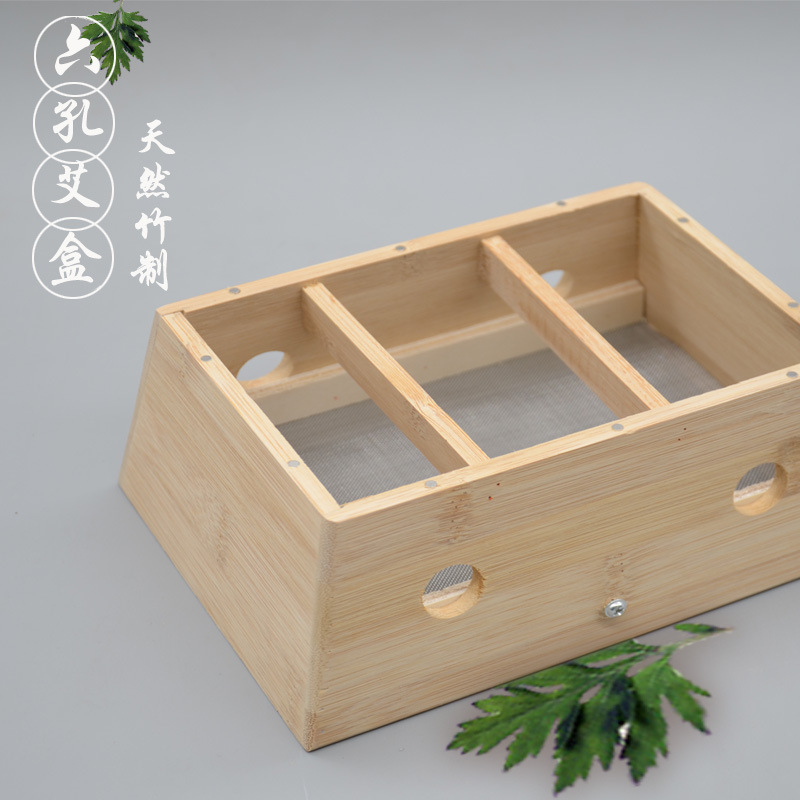 6-Hole Moxibustion Box Bamboo Moxa Burner Warm Moxibustion Device for Home Moxa Stick Care - Image 2