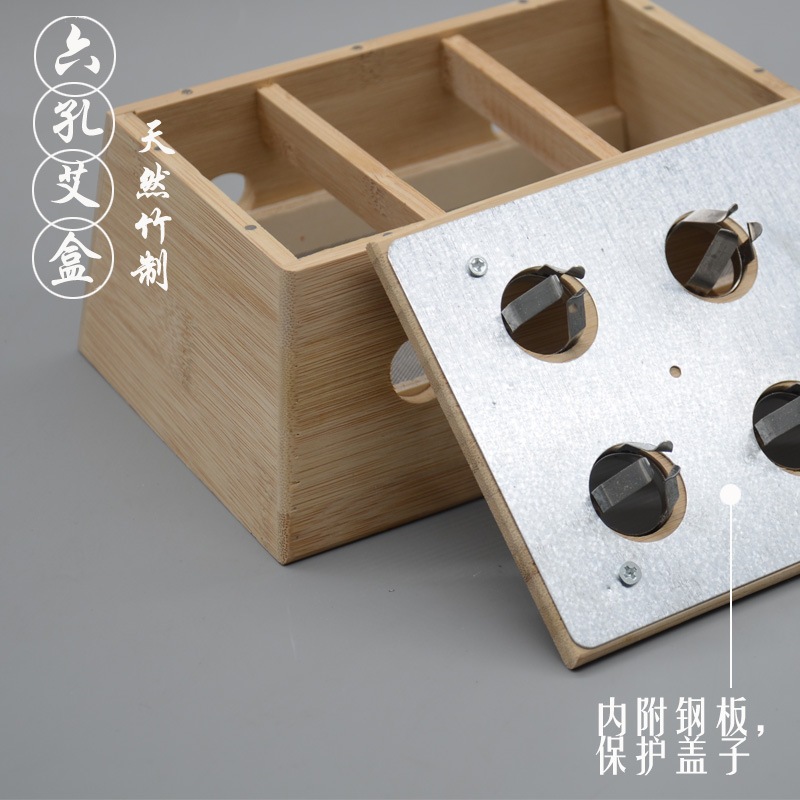 6-Hole Moxibustion Box Bamboo Moxa Burner Warm Moxibustion Device for Home Moxa Stick Care - Image 3