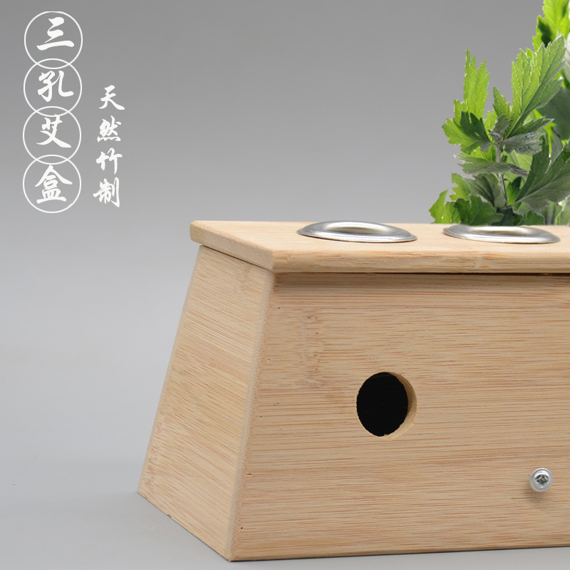 3-Hole Bamboo Moxibustion Box Ai Jiu He Warming Moxa Burner for Home Use Fits 1.8cm Moxa Sticks - Image 4