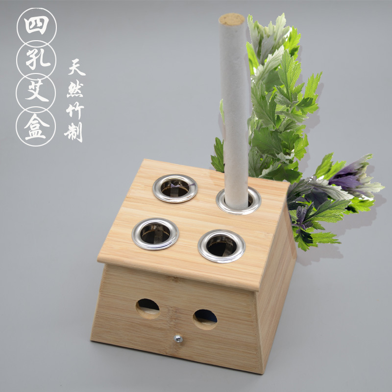 Four Hole Bamboo Moxibustion Box Ai Jiu He Portable Moxa Burner for Home Wellness - Image 4