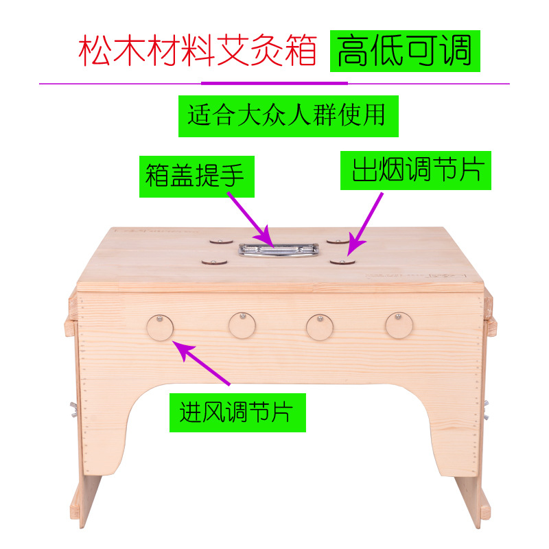 Wooden Moxibustion Box Multi-Position Moxa Burner for Home Waist and Belly Warmth 37x50 cm - Image 2