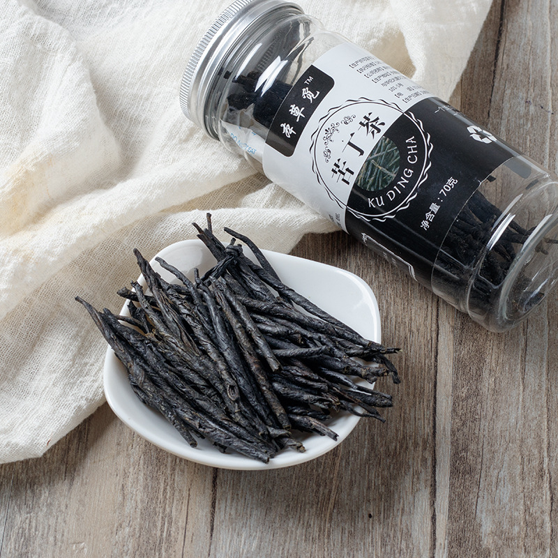 Ku Ding Tea (Large-Leaf Kuding) — Dried Herbal Tea, 70g Bottle, Hainan Origin - Image 2