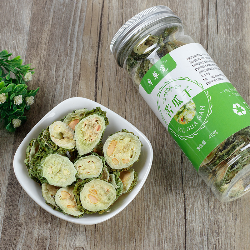 Bitter Melon Slices (Momordica charantia) — Dried Ku Gua Herbal Tea, 45g Jar - Image 2