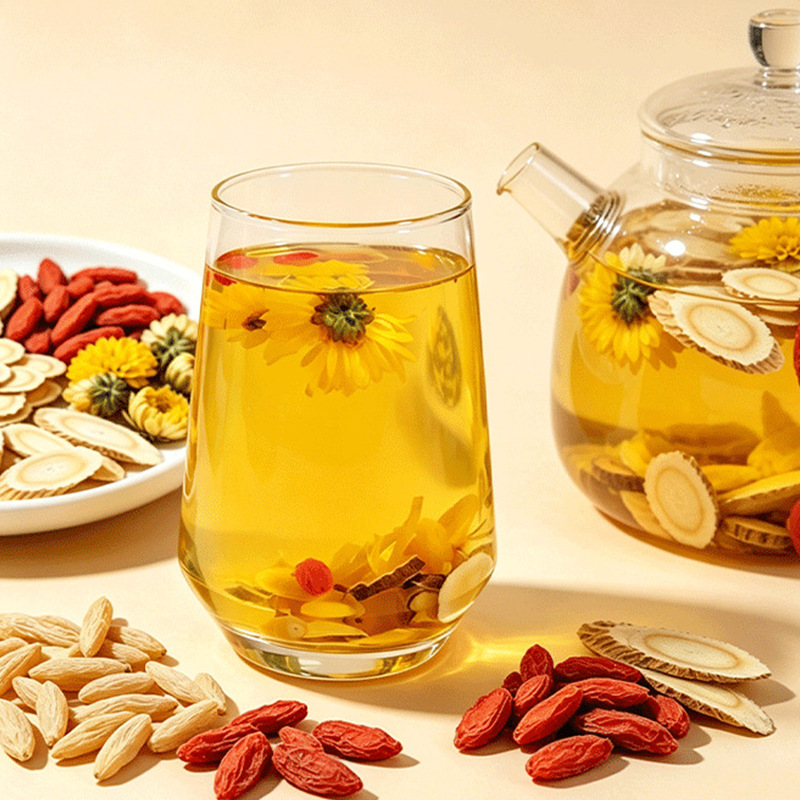 Yuanqi Ginseng Herbal Tea American Ginseng Astragalus Ophiopogon Goji Chrysanthemum Blend 8g x 10 Bags Cold Brew Wellness Tea - Image 3
