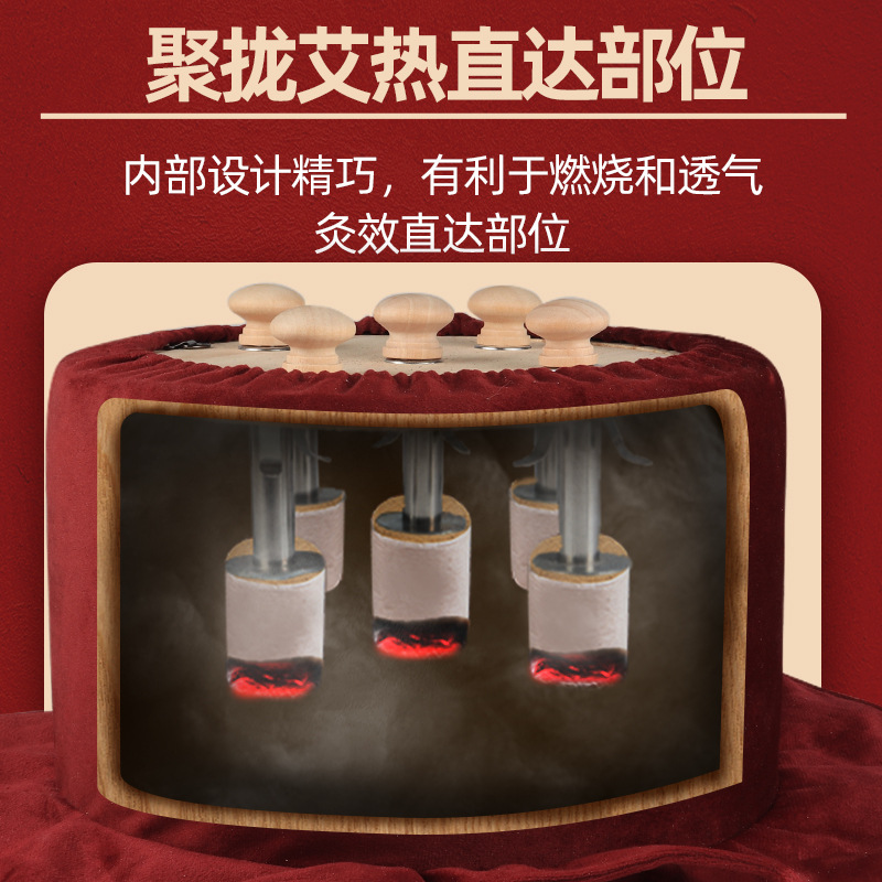 Smokeless Moxa Stick Box Wooden Moxibustion Device for Home Use Waist Abdomen Back Neck 54 Rolls - Image 4