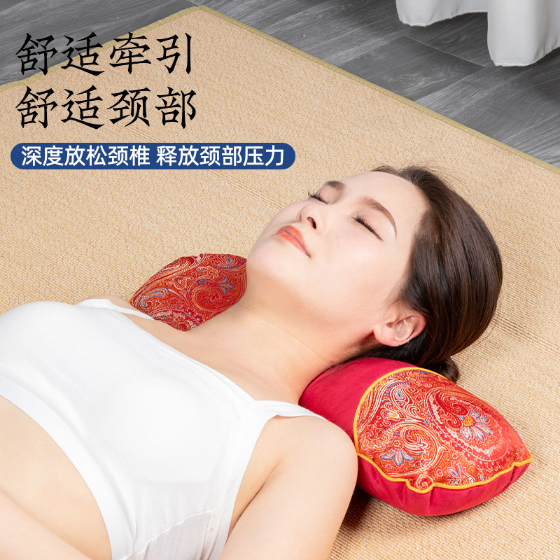 Velvet Electric Heating Mugwort Bone Pillow Neck Support Cushion 55x20cm Temperature Control Home Use - Image 3