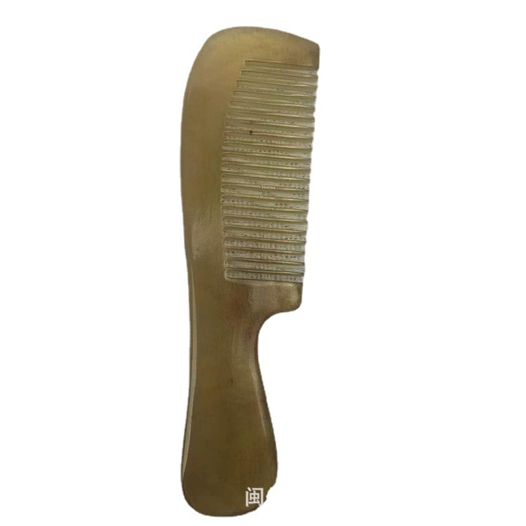 Goat Horn Massage Comb 14cm Handle Comb with Round Teeth for Scalp Care and Gua Sha - Image 5