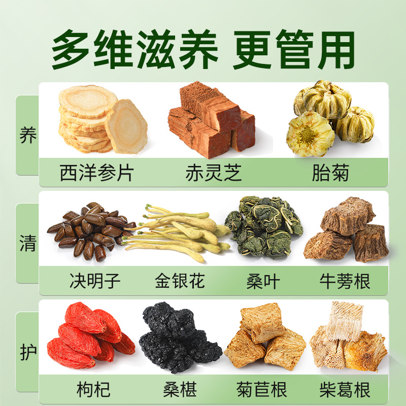 Yi Gan Herbal Tea with American Ginseng Chrysanthemum Goji Mulberry Burdock Root 300g - Image 2
