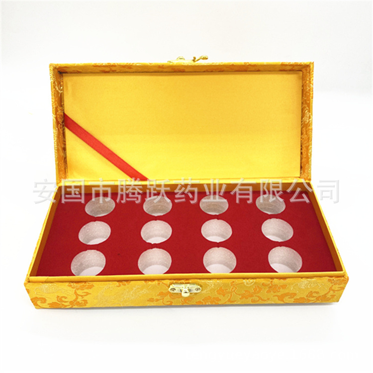Brocade Pill Box Empty Packaging Case 15 Holes Red 3cm Diameter for Honey Pills and Jewelry - Image 3