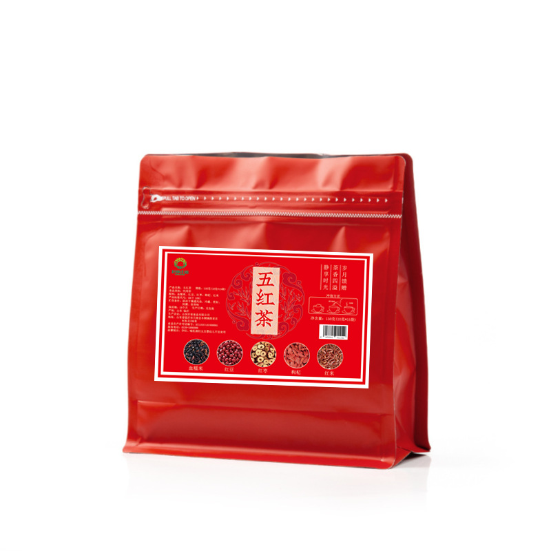 Five Red Tea Wu Hong Cha 150g 15 Pyramid Tea Bags Herbal Blend with Blood Glutinous Rice Red Beans Goji and Red Dates - Image 4