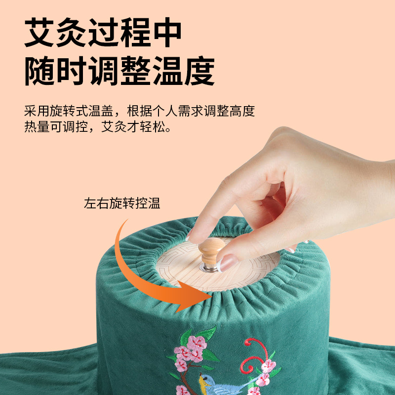 Bamboo Moxibustion Box Portable Warm Moxa Burner for Home Body Care with 54 Moxa Sticks and Essential Oil - Image 3