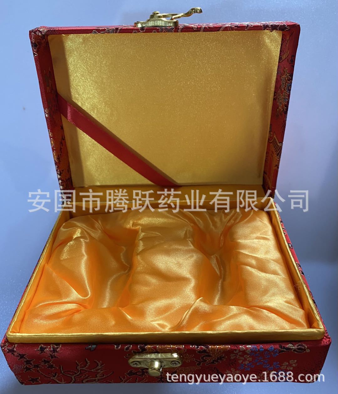 Brocade Gift Box for Two Bottles Chinese Herbal Pill Packaging Empty Display Case - Image 3