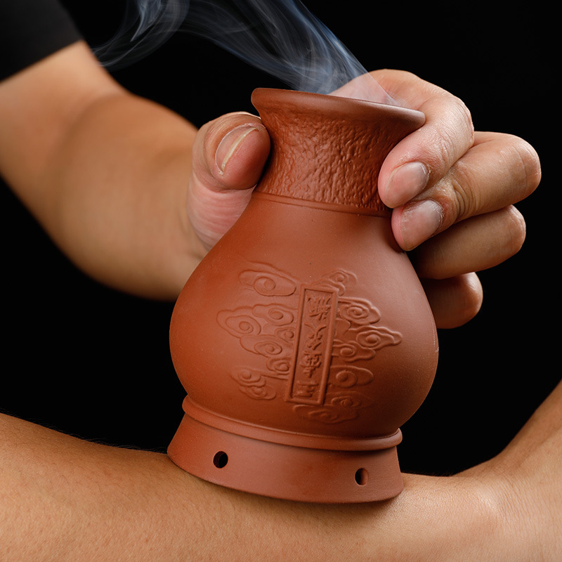 Purple Clay Moxibustion Jar Double Layer Heat Insulated Ceramic Gua Sha Cup Portable Warming Tool - Image 4