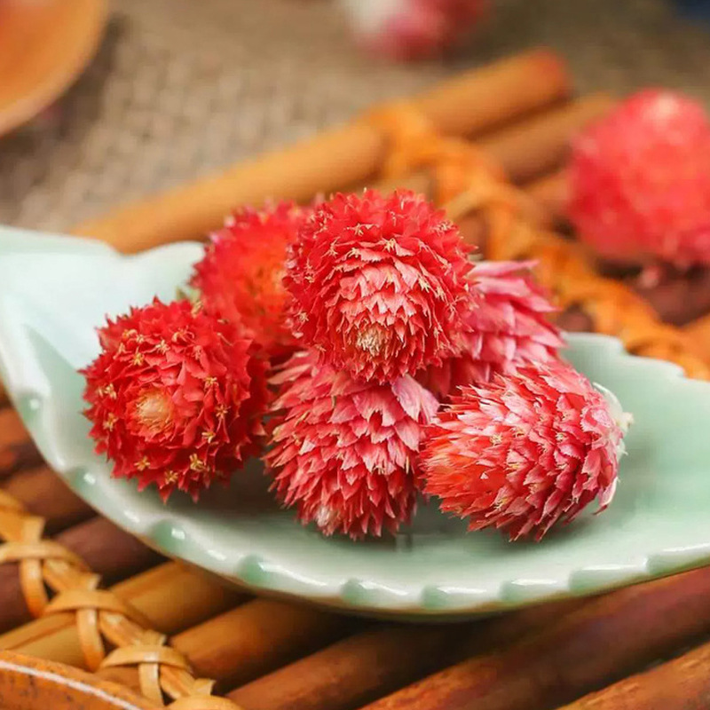 Red Globe Amaranth Dried Flowers Hong Qiao Mei 20g Jar Herbal Tea Flowers - Image 2
