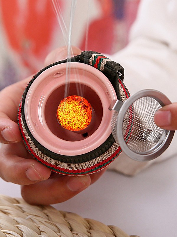 Ceramic Facial Peach Moxibustion Jar Double Layer Heat Protection Portable Beauty Guasha Warm Moxa Device 165g - Image 2