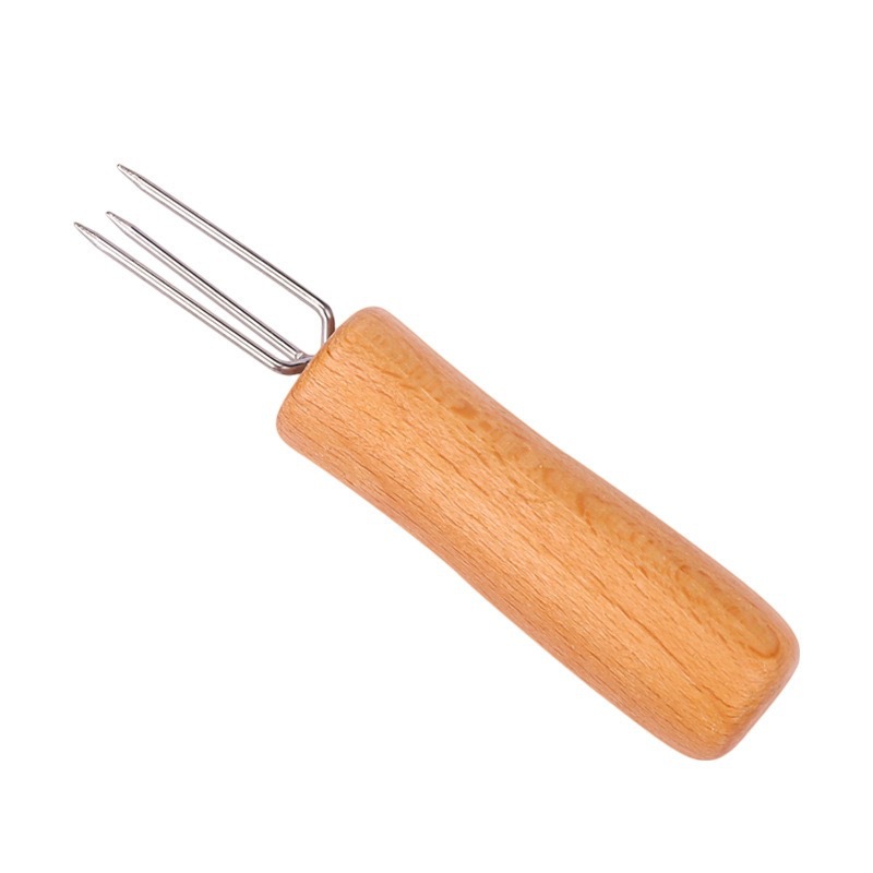 Moxa Stick Extender Tool 3-Prong Solid Wood Handheld Moxibustion Holder with Ash Scraper - Image 5