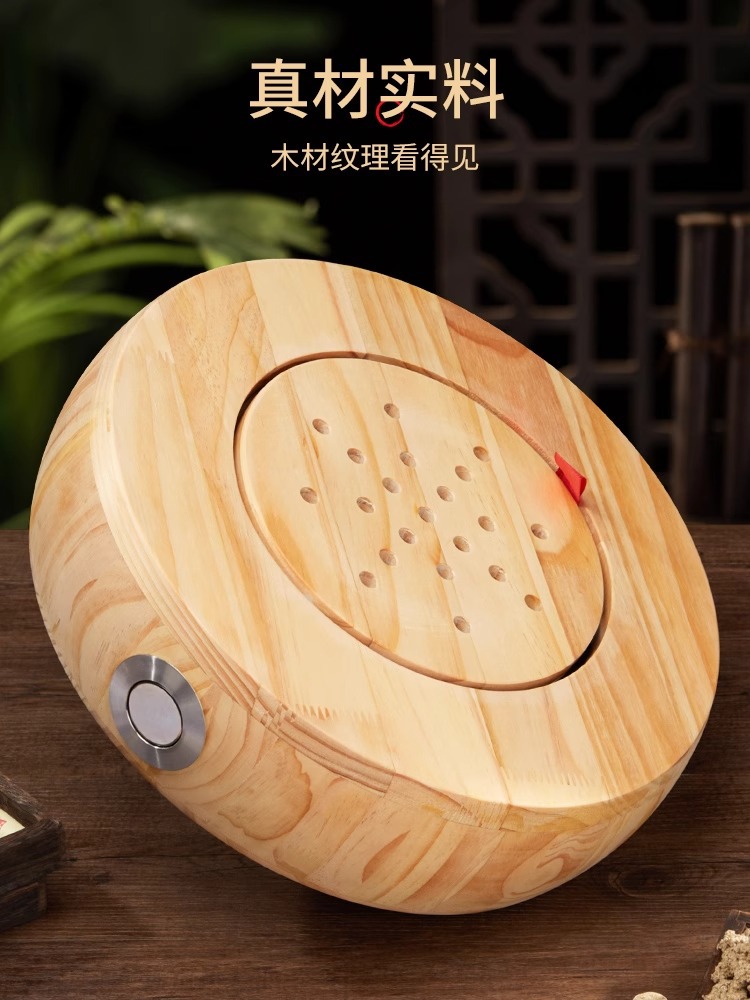Solid Wood Moxibustion Sitting Stool with 108 Aged Moxa Cones for Home Warm Seated Therapy - Image 3