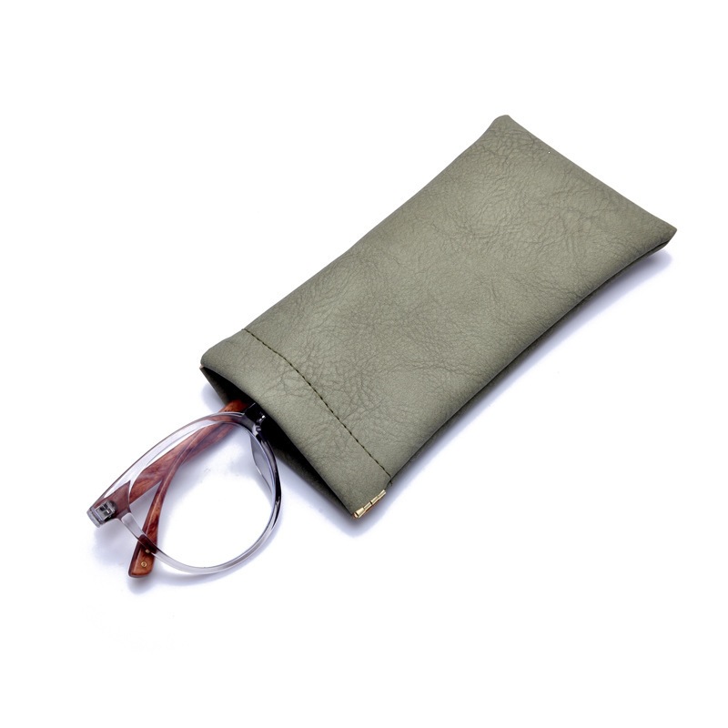 Leather Magnetic Glasses Pouch Mini Auto-Close Eyewear Bag Portable Lipstick Case Green - Image 5