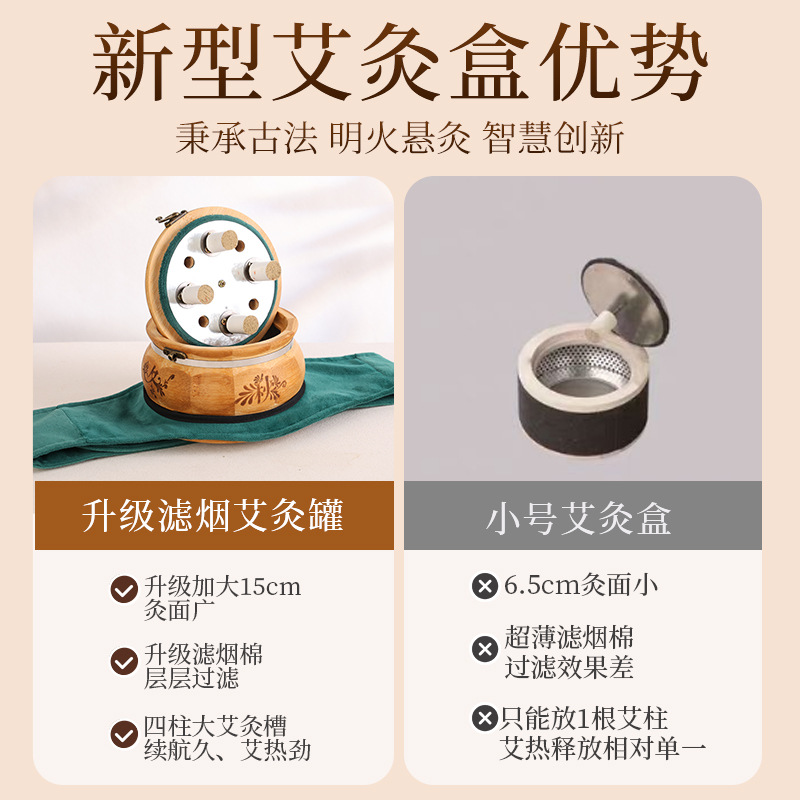 Moxibustion Box Portable Moxa Burner for Abdomen Home Use Smoke Filter Anti Scald Moxa Jar with 1 Stone Ground Moxa Stick 500g - Image 3
