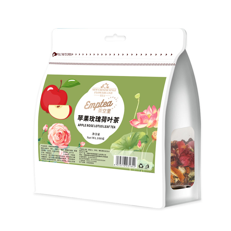 Apple Rose Lotus Leaf Tea (He Ye) — 20 Pyramid Sachets with Cassia Seed & Red Rose - Image 5