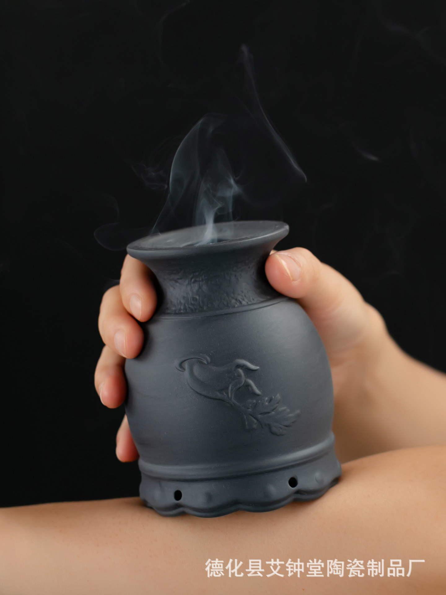 Bian Stone Moxa Fire Dragon Cup Warming Tool Lotus Rim Gua Sha Jar Double Layer Ash Net Cloth Cover with 54 Moxa Sticks and Oil - Image 3