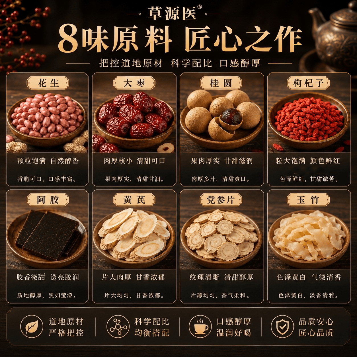 Ejiao Astragalus Longan Herbal Tea 450g Canister Blend with Goji Red Date Codonopsis Solomon's Seal - Image 3