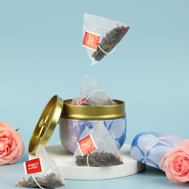 Herbal Tea Blend Mini Canister Set Triangle Tea Bags Mulberry Black Goji Red Date Oolong Fruit Tea 5g x 10 Bags - Image 2