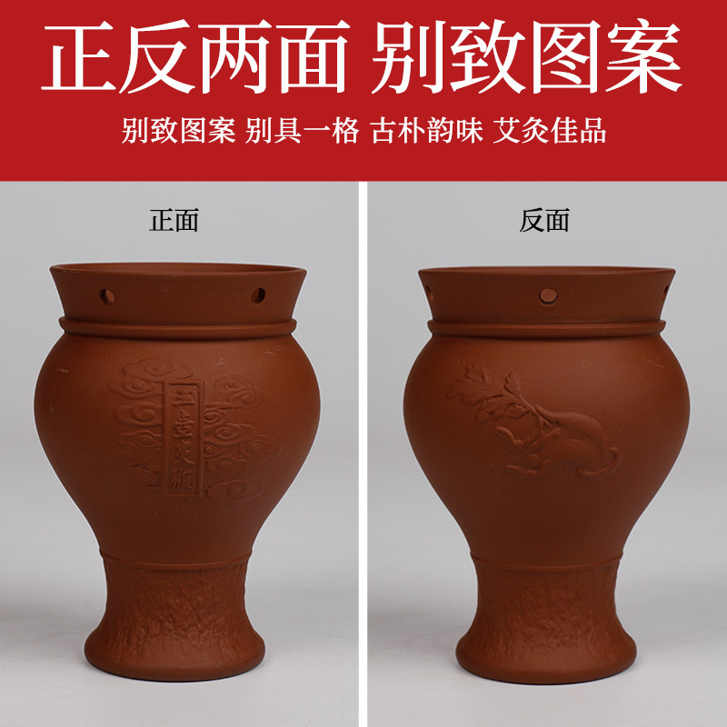 Purple Clay Moxibustion Jar Double Layer Heat Insulated Ceramic Gua Sha Cup Portable Warming Tool - Image 2