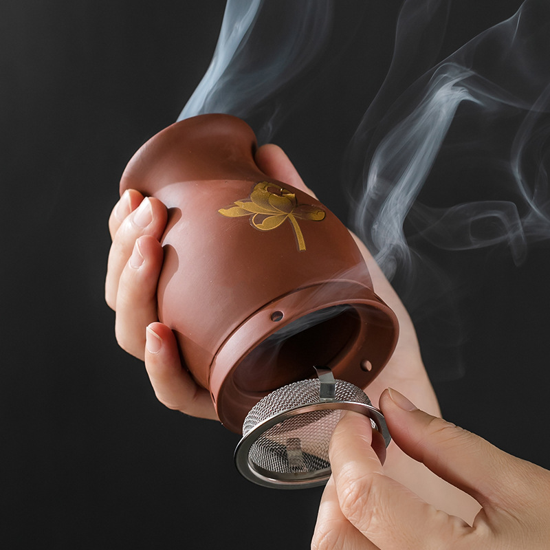 Purple Clay Moxibustion Dragon Jar Double Layer Heat Insulated Ceramic Cup Gua Sha Massage Tool for Home Use - Image 4