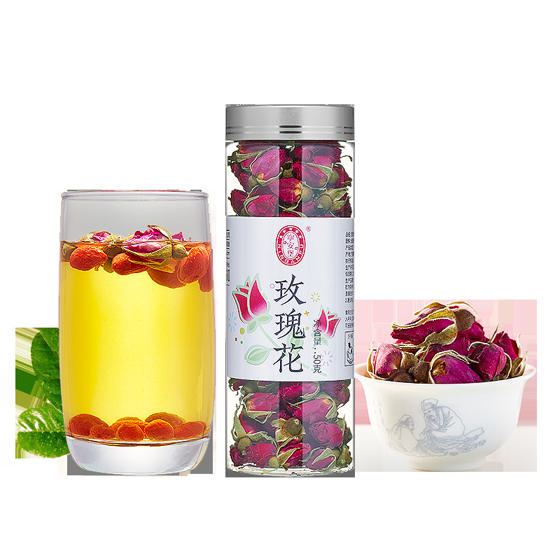 Six Jar Floral Herbal Tea Blend with Tai Ju Rose Hawthorn Jasmine Honeysuckle Dried Flowers - Image 3