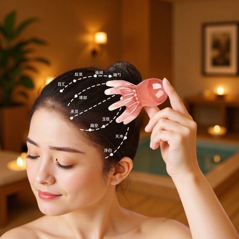 Octopus Scalp Massage Comb Meridian Head Massager Wide Teeth Gua Sha Comb Portable Resin - Image 2