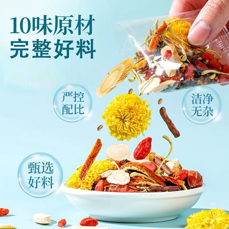 American Ginseng Astragalus Chrysanthemum Goji Tea 120g Cold Brew Herbal Blend 10 Sachets - Image 2