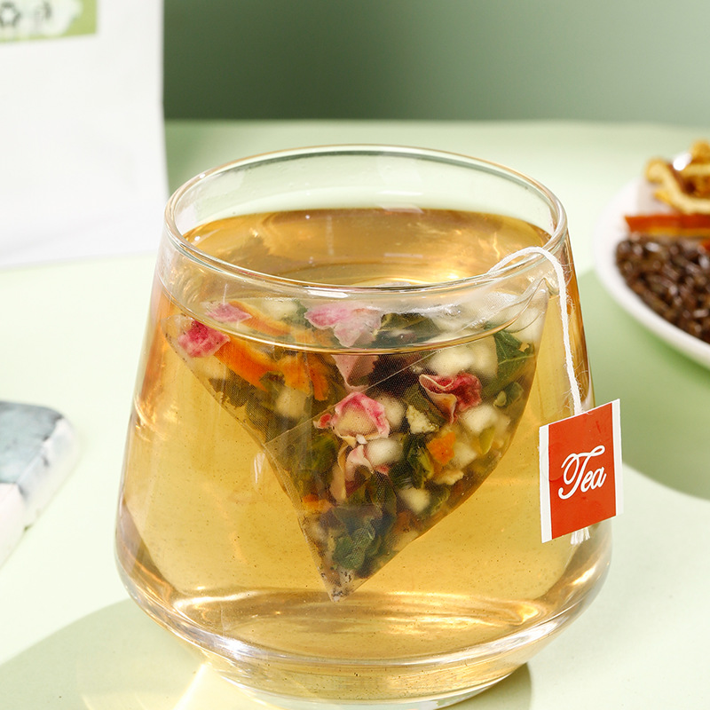 Apple Rose Lotus Leaf Tea (He Ye) — 20 Pyramid Sachets with Cassia Seed & Red Rose - Image 2