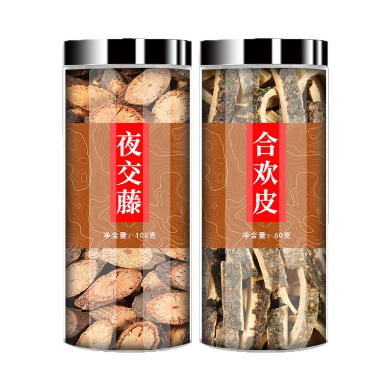 He Huan Pi Ye Jiao Teng Herbal Combo 60g Jar Dried Sliced Bark and Vine Stems for Traditional Decoction and Tea - Image 5