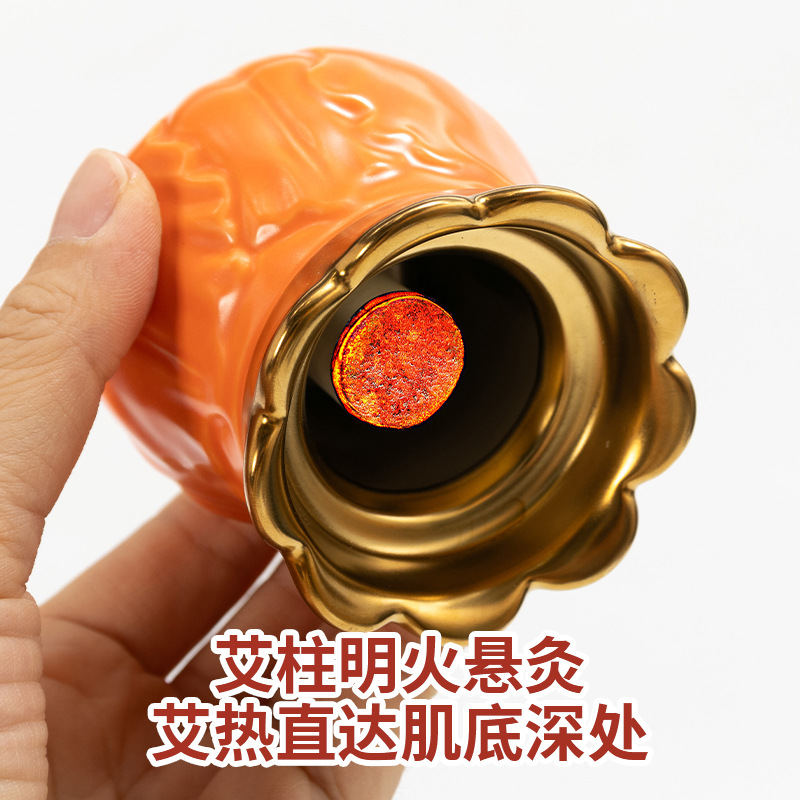 Fire Dragon Cupping Jar Bian Stone Moxibustion Jar with Mugwort Oil for Meridian Facial and Body Care - Image 3