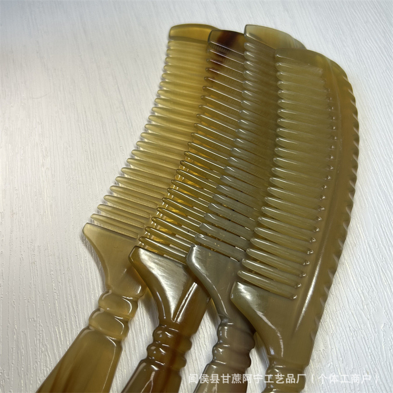 Horn Comb Gua Sha Board 18cm Thick Ox Horn Hair Comb for Men Travel Smooth Styling - Image 4