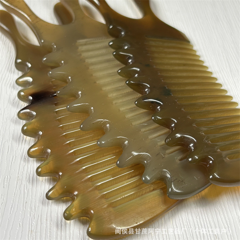 White Yak Horn Fine Tooth Comb Thickened Massage Comb 10-15CM Daily Hair Care Tool - Image 4