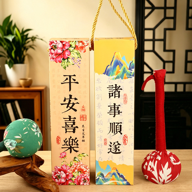 Mugwort Herbal Hammer Ai Cao Hammer Handmade Massage Stick Gift Box Set 26cm Chinese Wellness Gift - Image 3